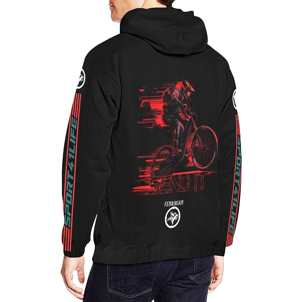 Thumbnail: Cyberpunk Mountainbiker All Over Print Hoodie for Men (USA Size) (Model H13)