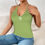 Thumbnail: Fenririan yellow green Women's V-Neck Halter Top (Model T83)