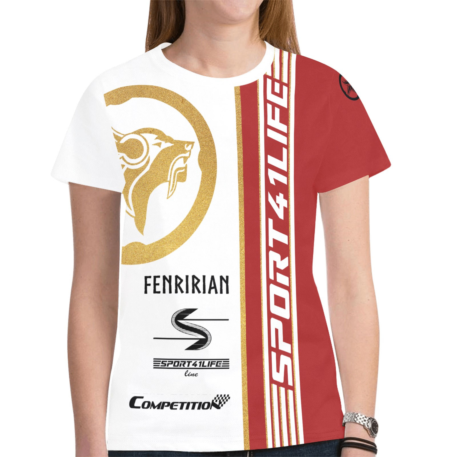 Competition BAR red New All Over Print T-shirt for Women (Model T45)