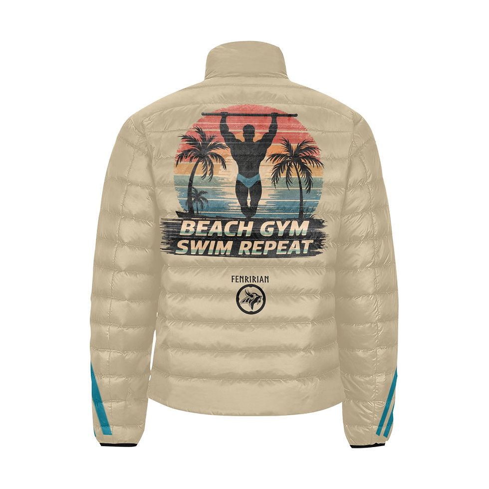 Thumbnail: Beach Gym Swim Repeat Men's Stand Collar Padded Jacket (Model H41)