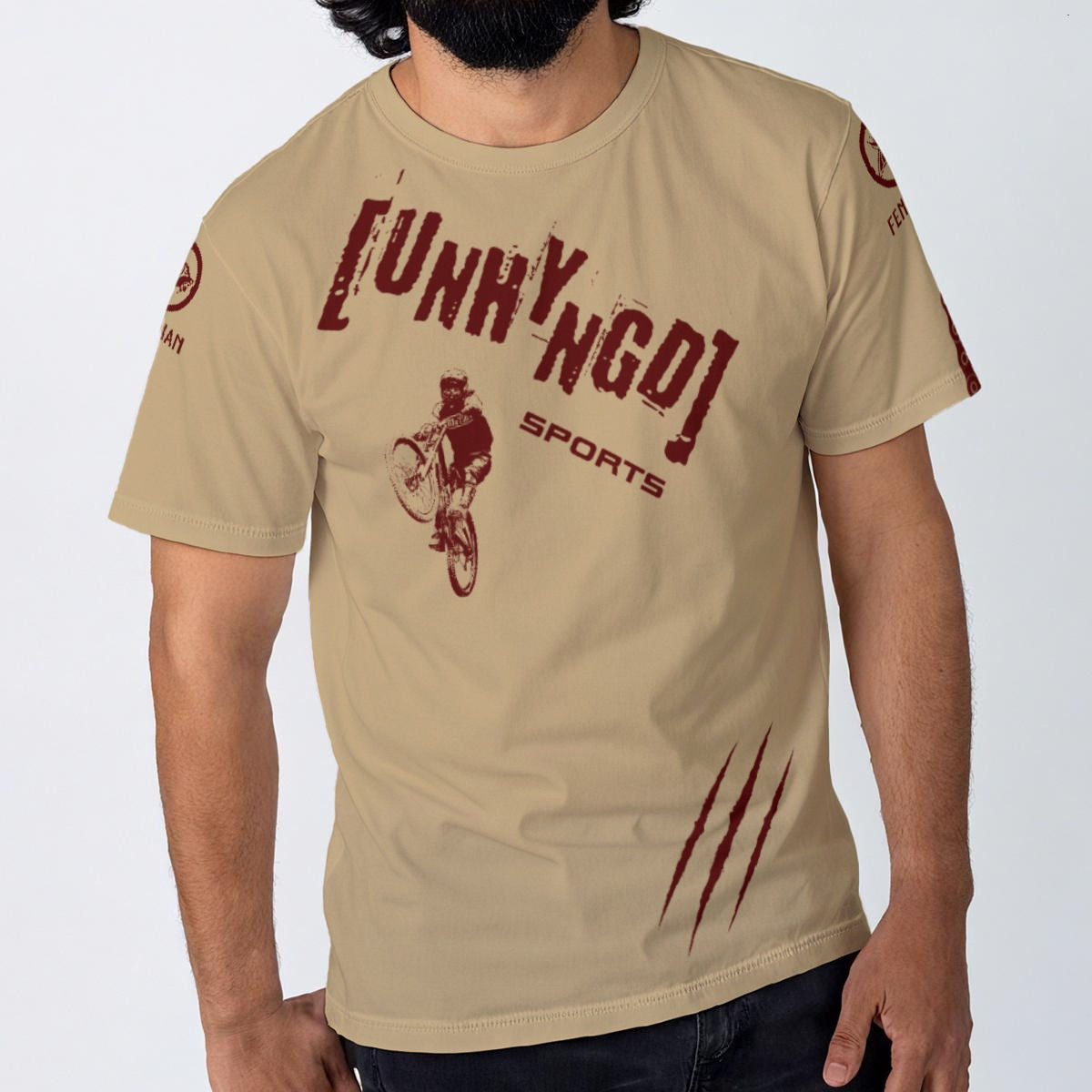 UNHYNGD Dowhill Moutain Biker beige | T-shirt for Men