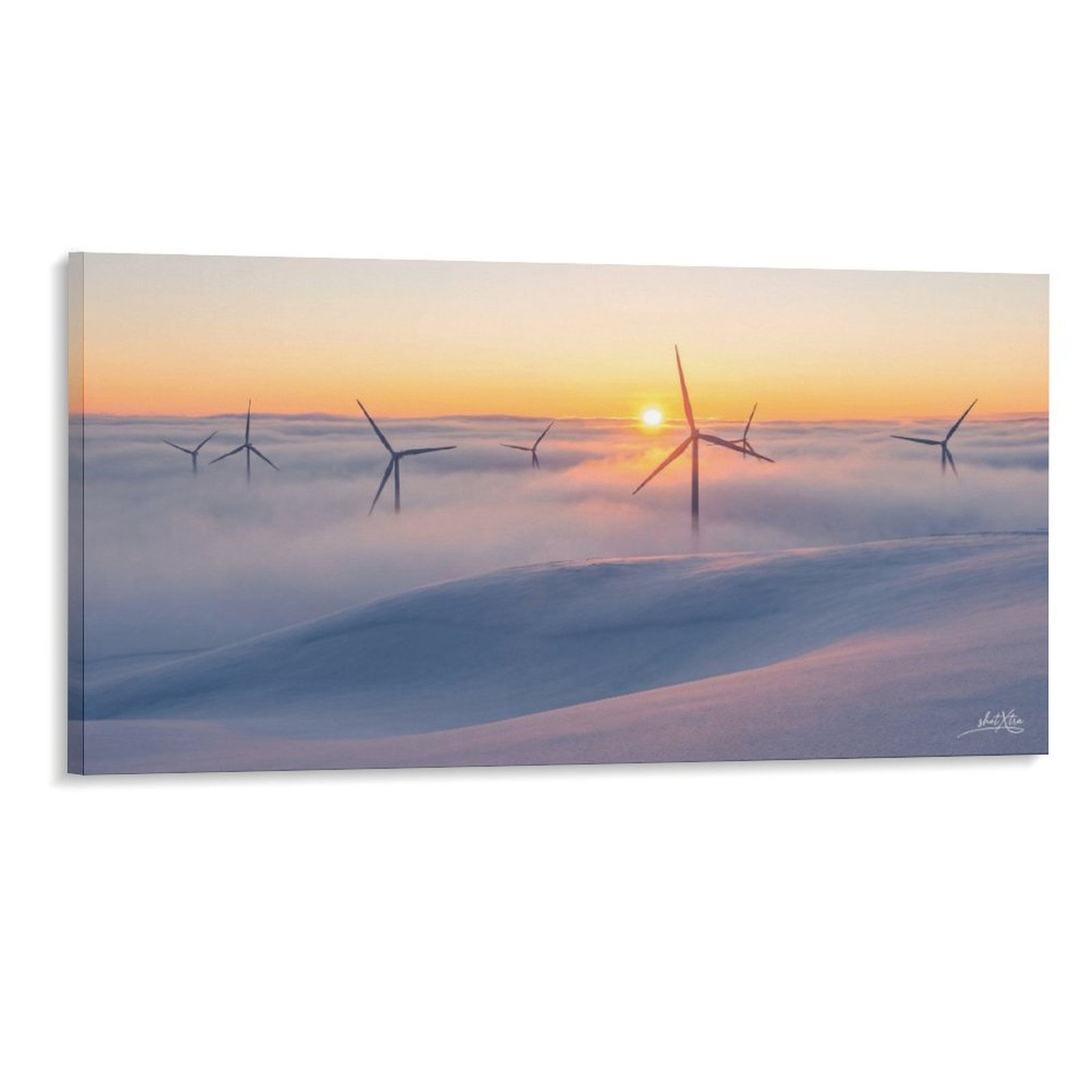 Rolling Hills Windfarm Frame Canvas Print 8"x16" (Horizontal)