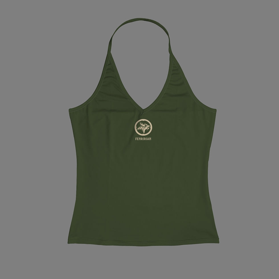 Thumbnail: Fenririan military green Women's V-Neck Halter Top (Model T83)