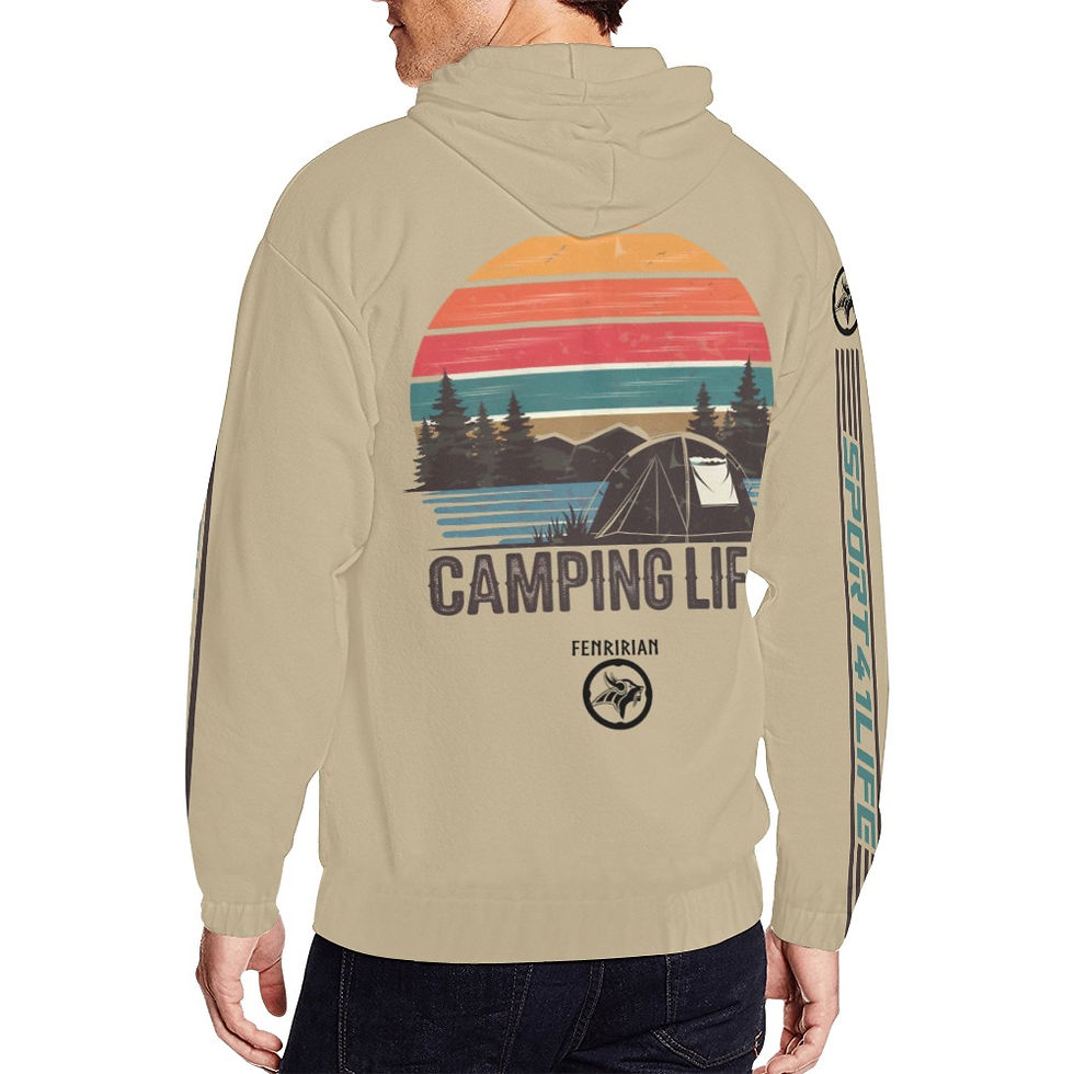 Thumbnail: Camping Life All Over Print Full Zip Hoodie for Men (Model H14)