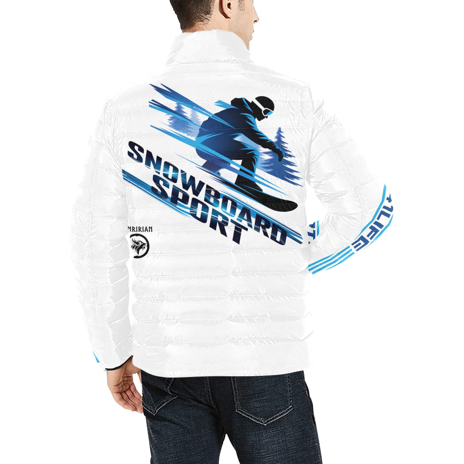 Snowboard Sport Men's Stand Collar Padded Jacket (Model H41)