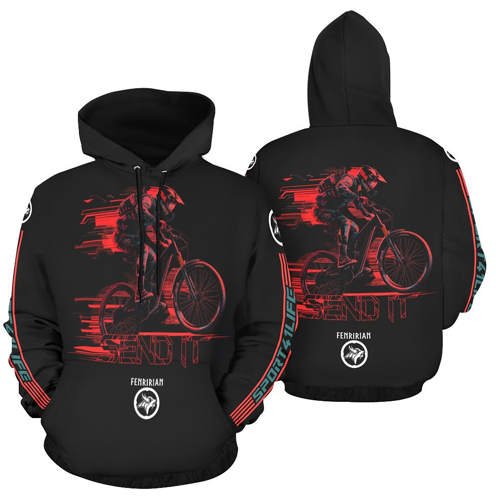 Thumbnail: Cyberpunk Mountainbiker All Over Print Hoodie for Women (USA Size) (Model H13)