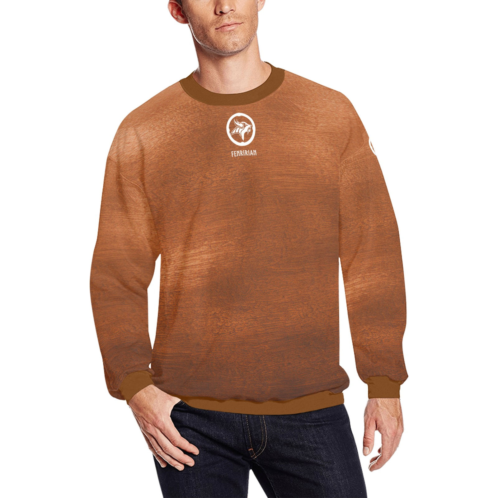 Fenririan Copper All Over Print Crewneck Sweatshirt for Men (Model H18)