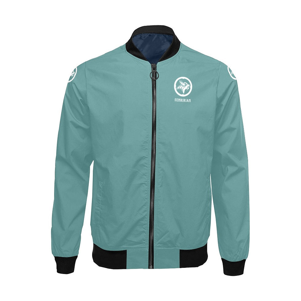 Thumbnail: Fenririan cyan grey All Over Print Bomber Jacket for Men (Model H19)