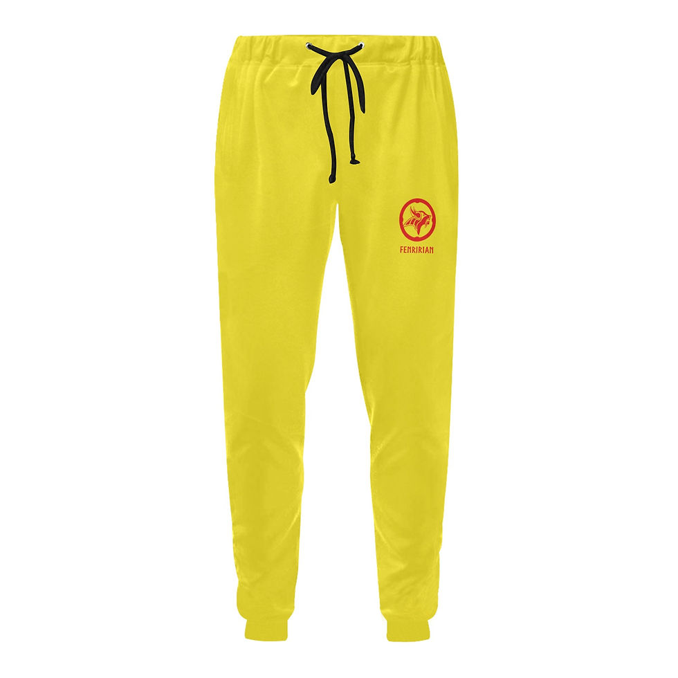 Thumbnail: Fenririan sport yellow Men's All Over Print Sweatpants (Model L11)