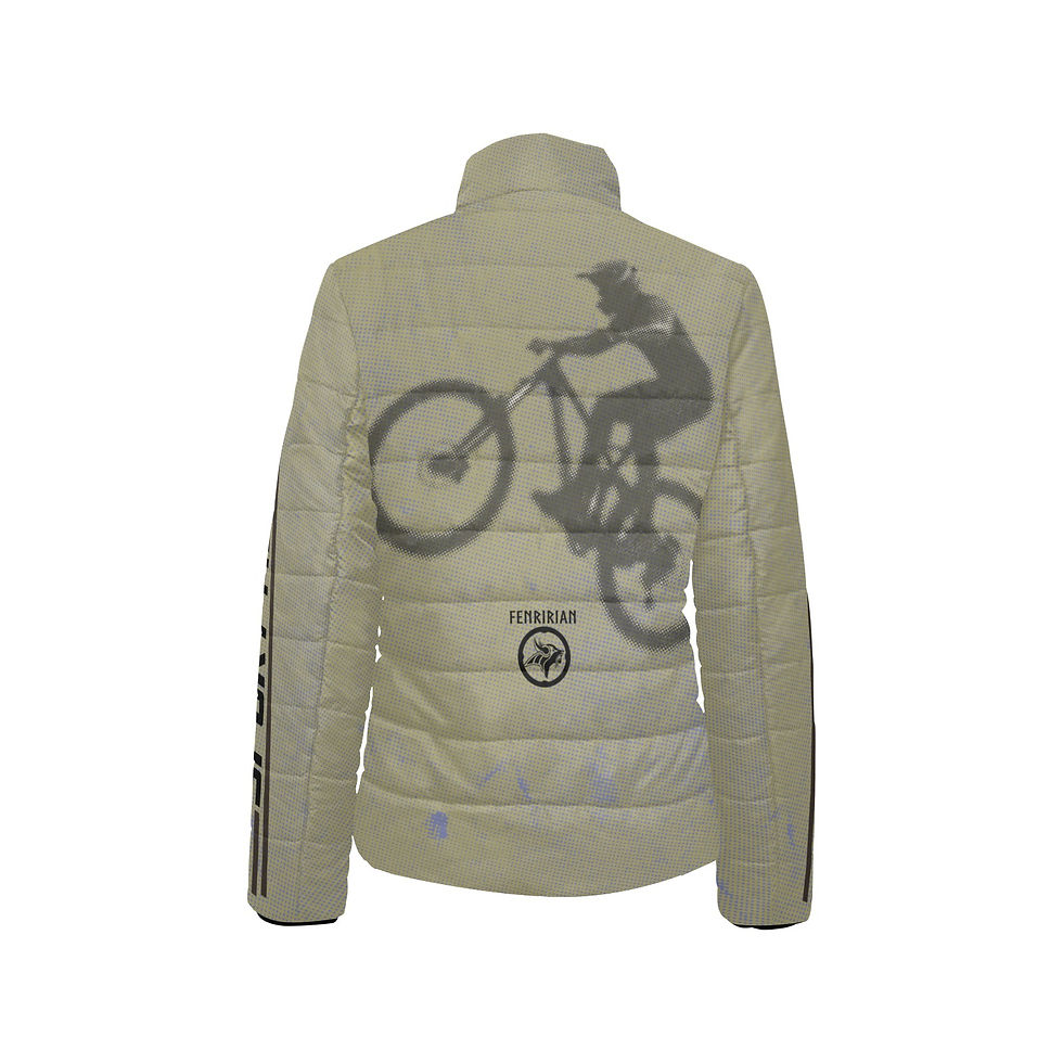 Thumbnail: Halftone Biker Silhouette Women's Stand Collar Padded Jacket (Model H41)