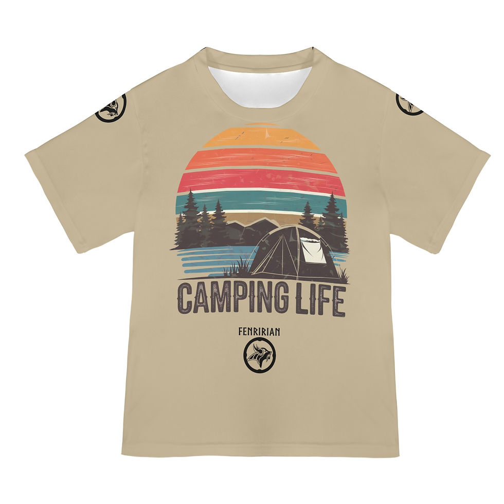 Thumbnail: Camping Life New All Over Print T-shirt for Women (Model T45)