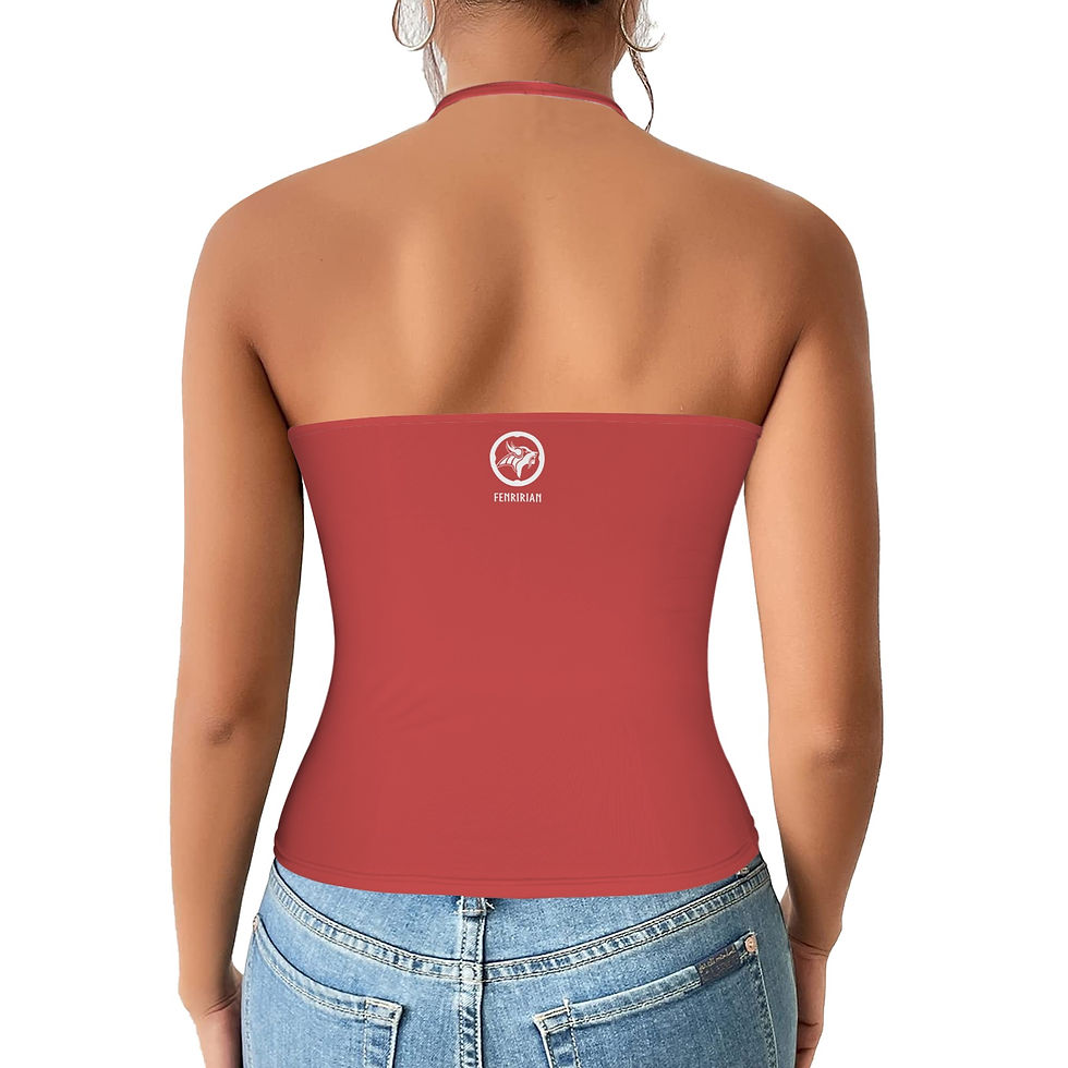 Thumbnail: Fenririan sport red Women's V-Neck Halter Top (Model T83)