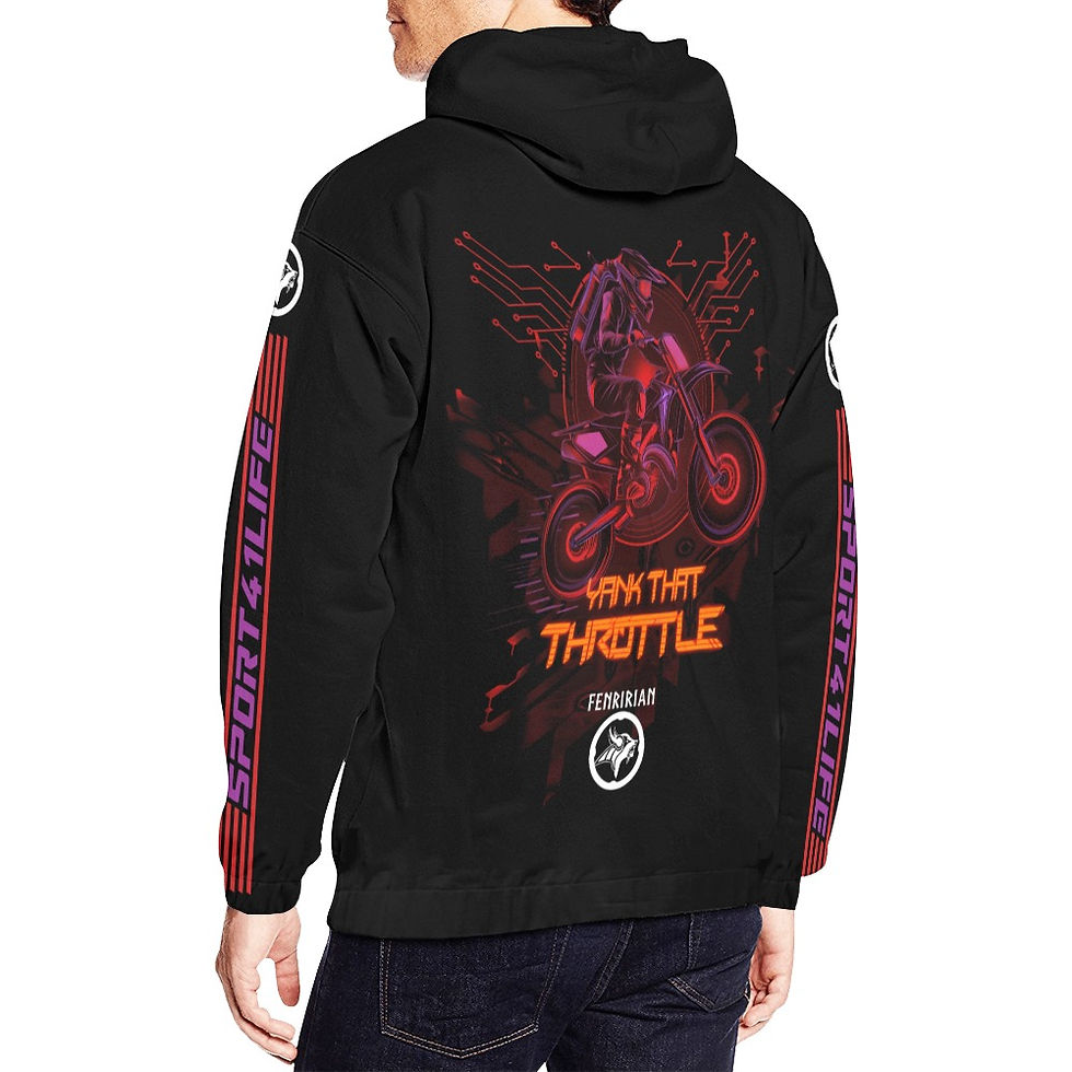 Thumbnail: Cyberpunk Motocross Rider All Over Print Hoodie for Men (USA Size) (Model H13)