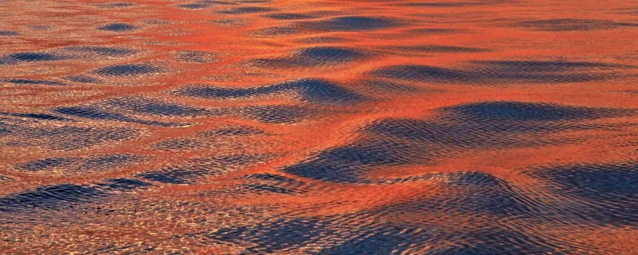 OUR WAKE AT SUNSET -  Gulf of Maine - 43"W X 17"H