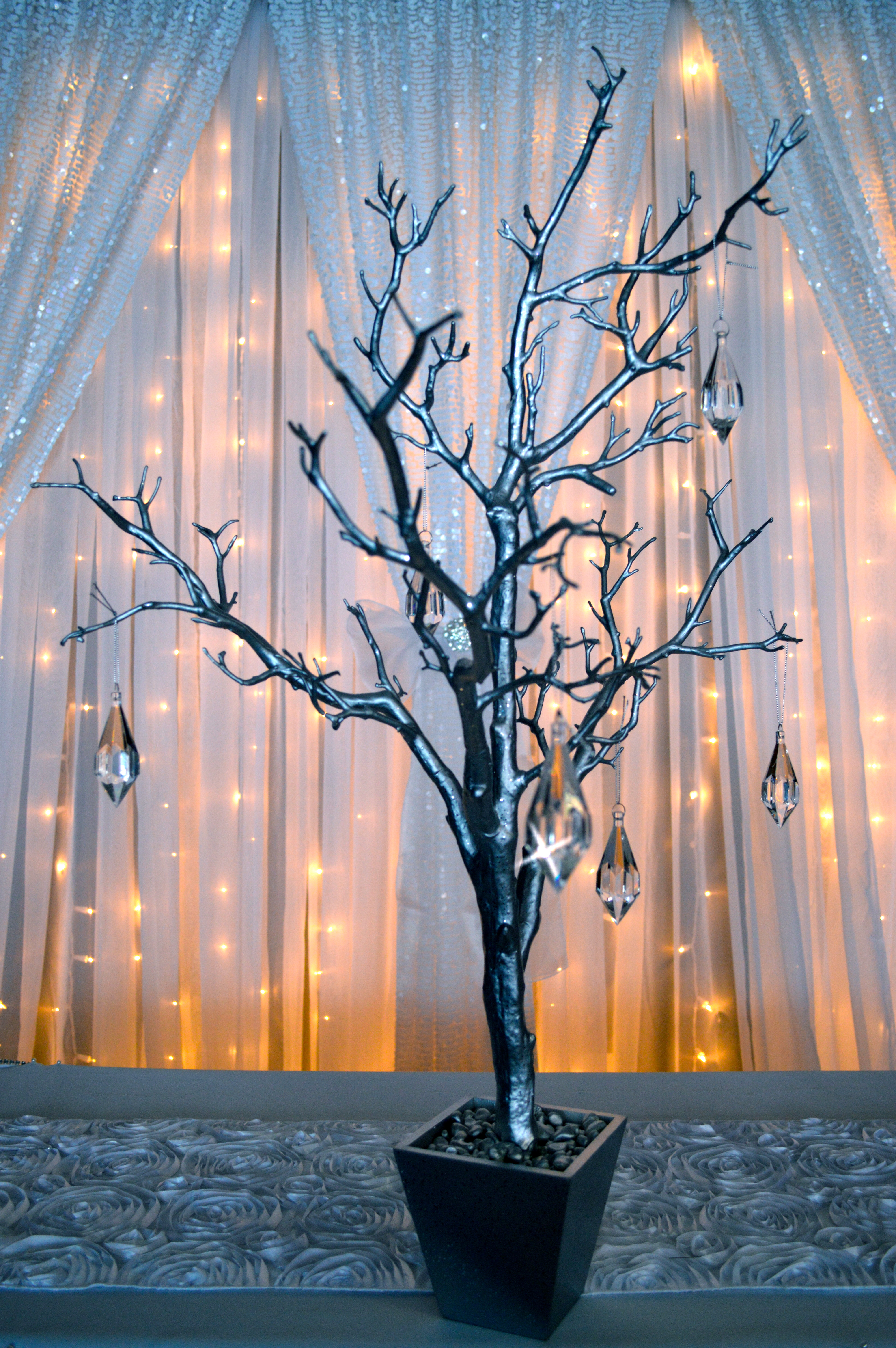 Silver tree with crystals