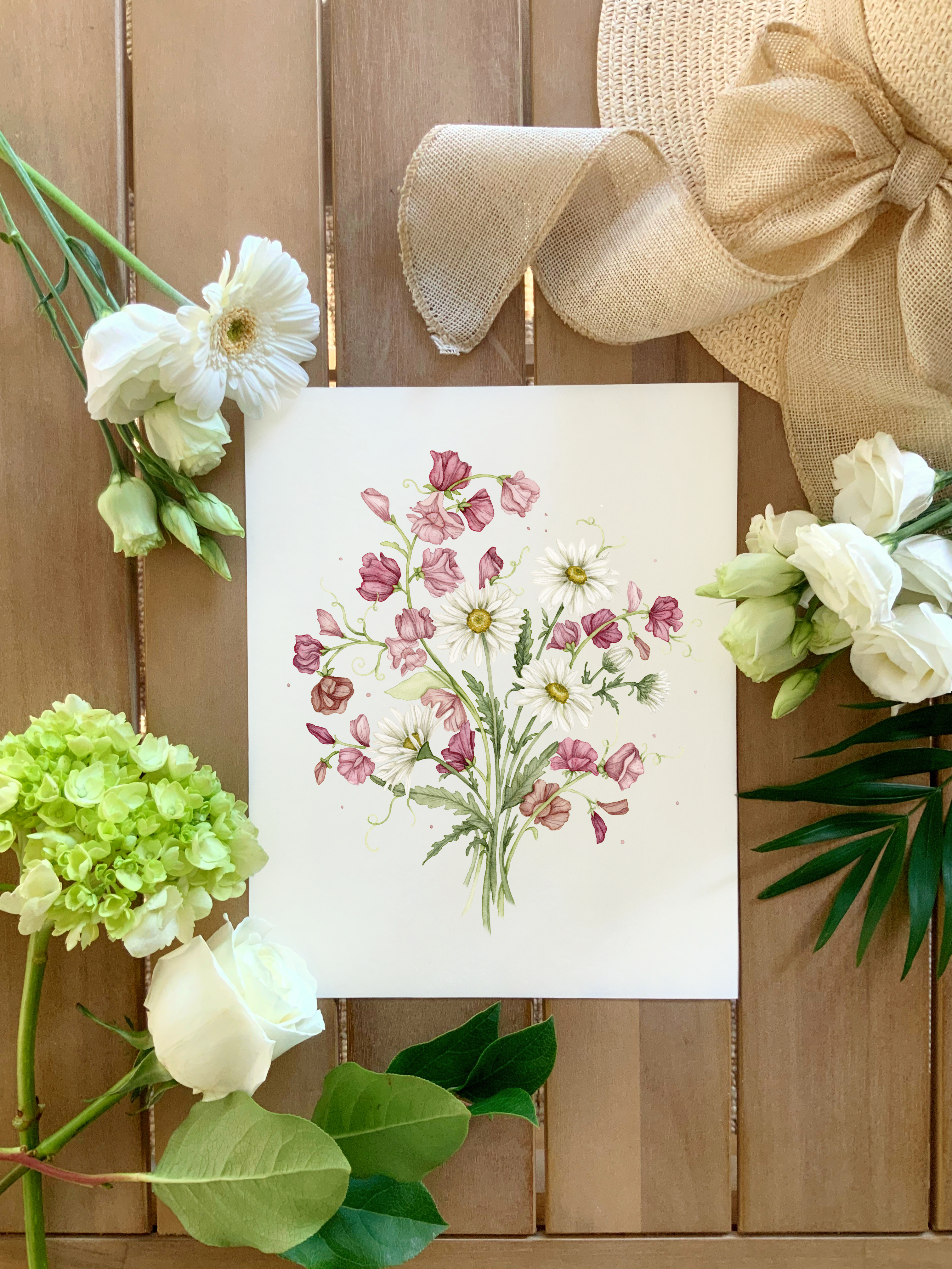 April: Sweet Pea and Daisy