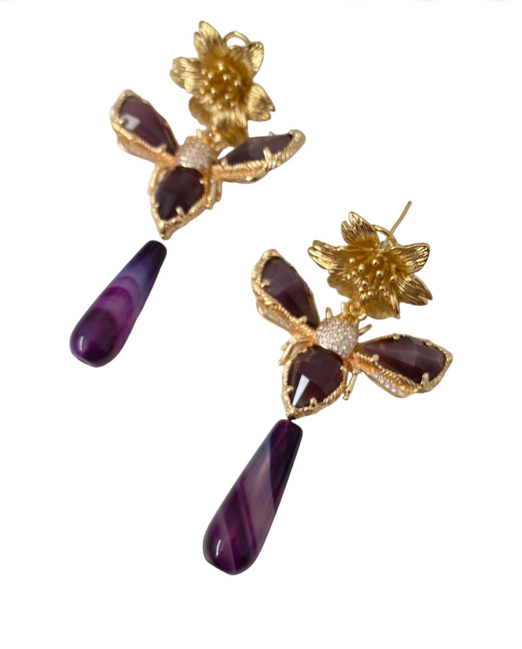 Pendientes Abeja Malva XL