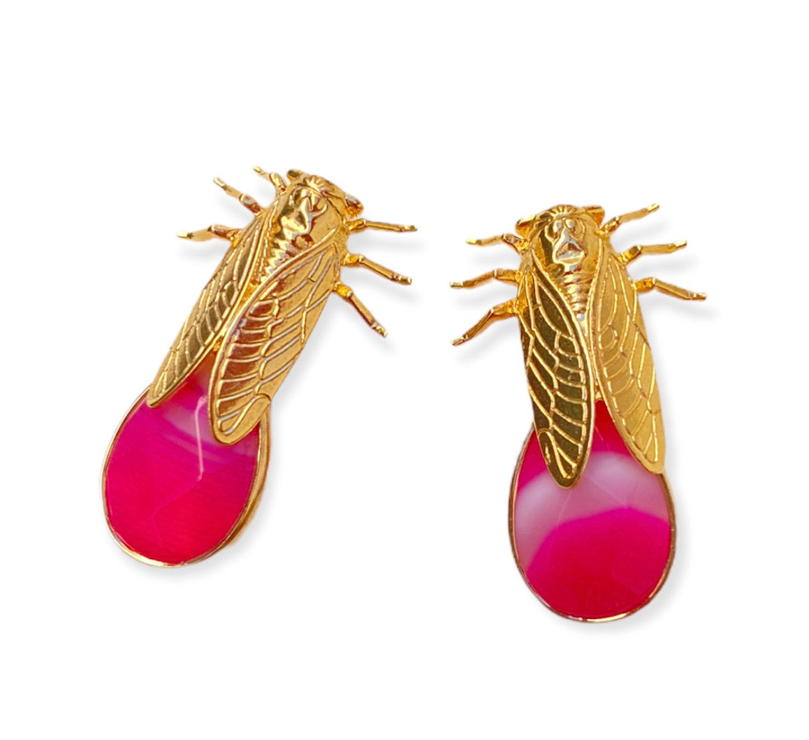 Pendientes Polilla Ágata Rosa