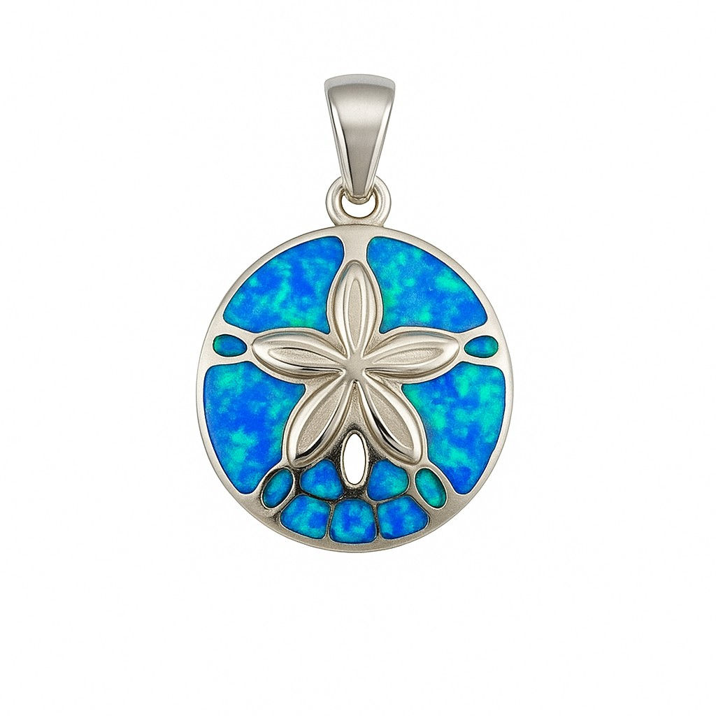 Kovel Pacific Blue & Kiwi Green Opal Sand Dollar Pendant
