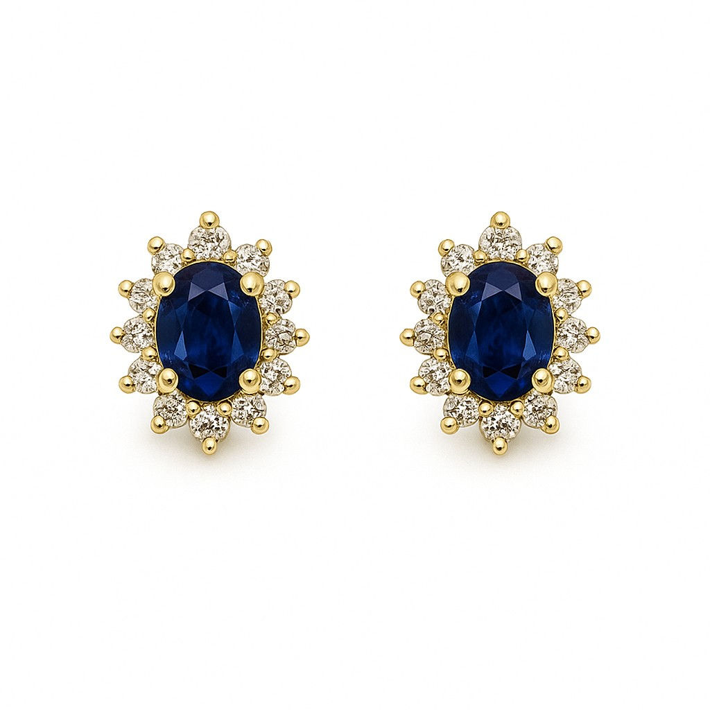 Natural Sapphire & Diamond Earrings
