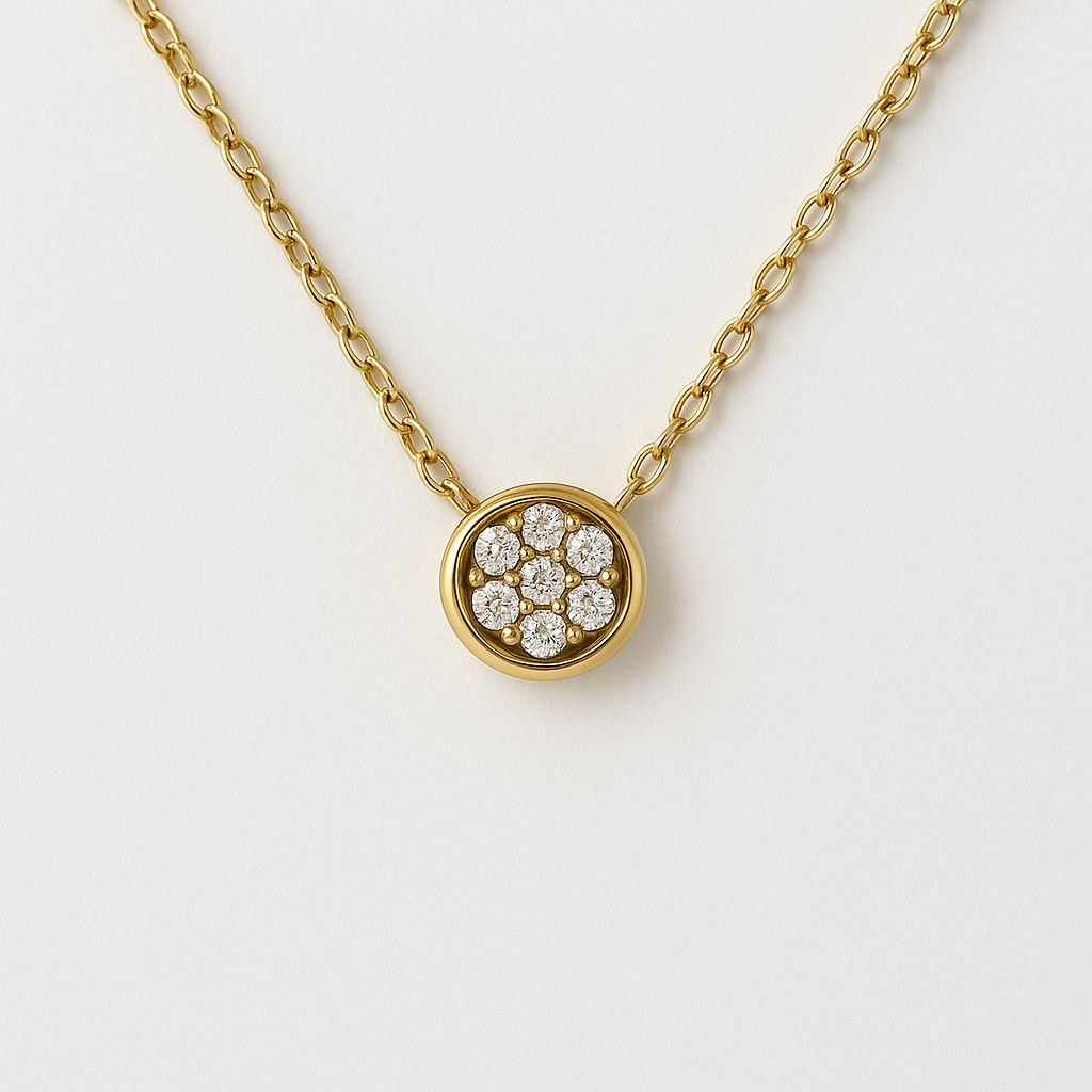 14K Round Diamond Pendant