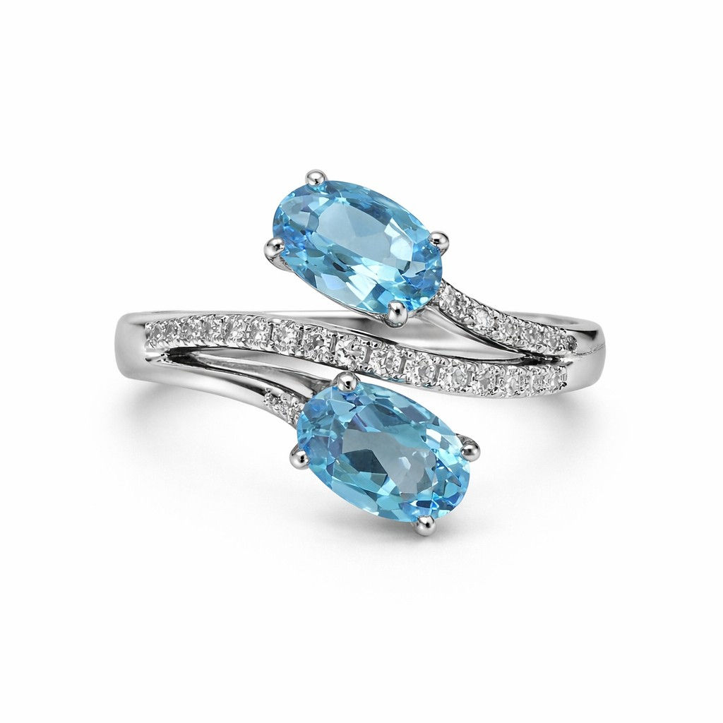 Blue Topaz and Diamond Ring