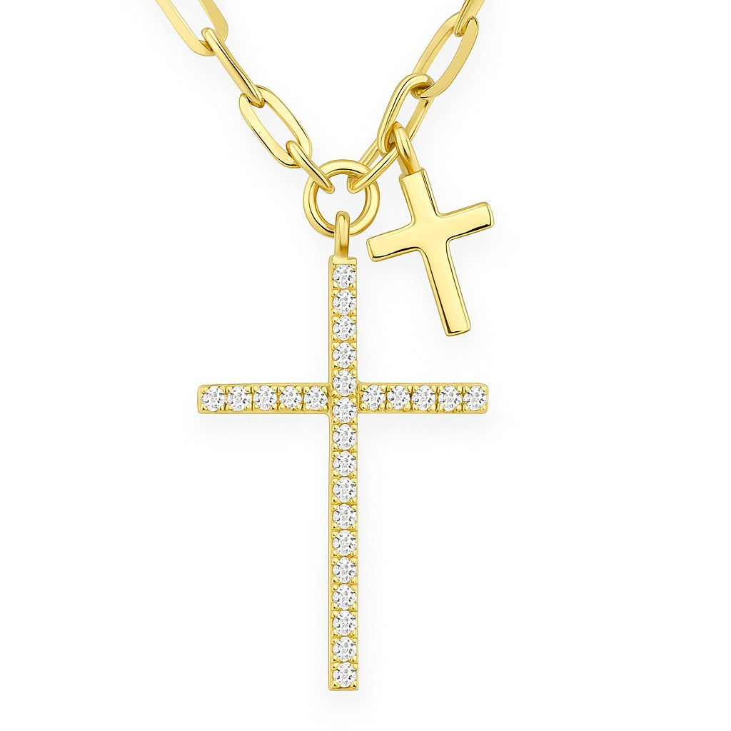14K Gold Diamond "Push" Pendant