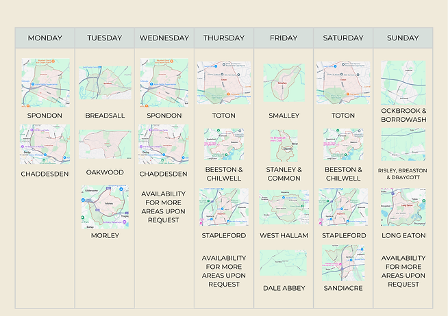 Here you can find the weekly refill route, where we are delivering and on what days of the week.