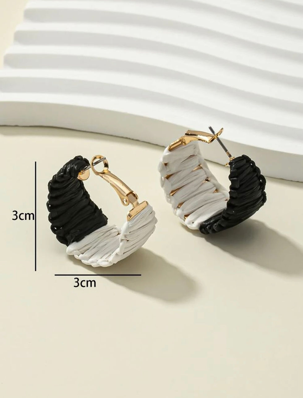 Thumbnail: Black And White Two Tone Hoop Earrings