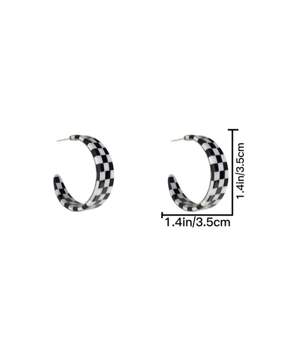 Thumbnail: Two-Tone Black and White Hoop Earrings