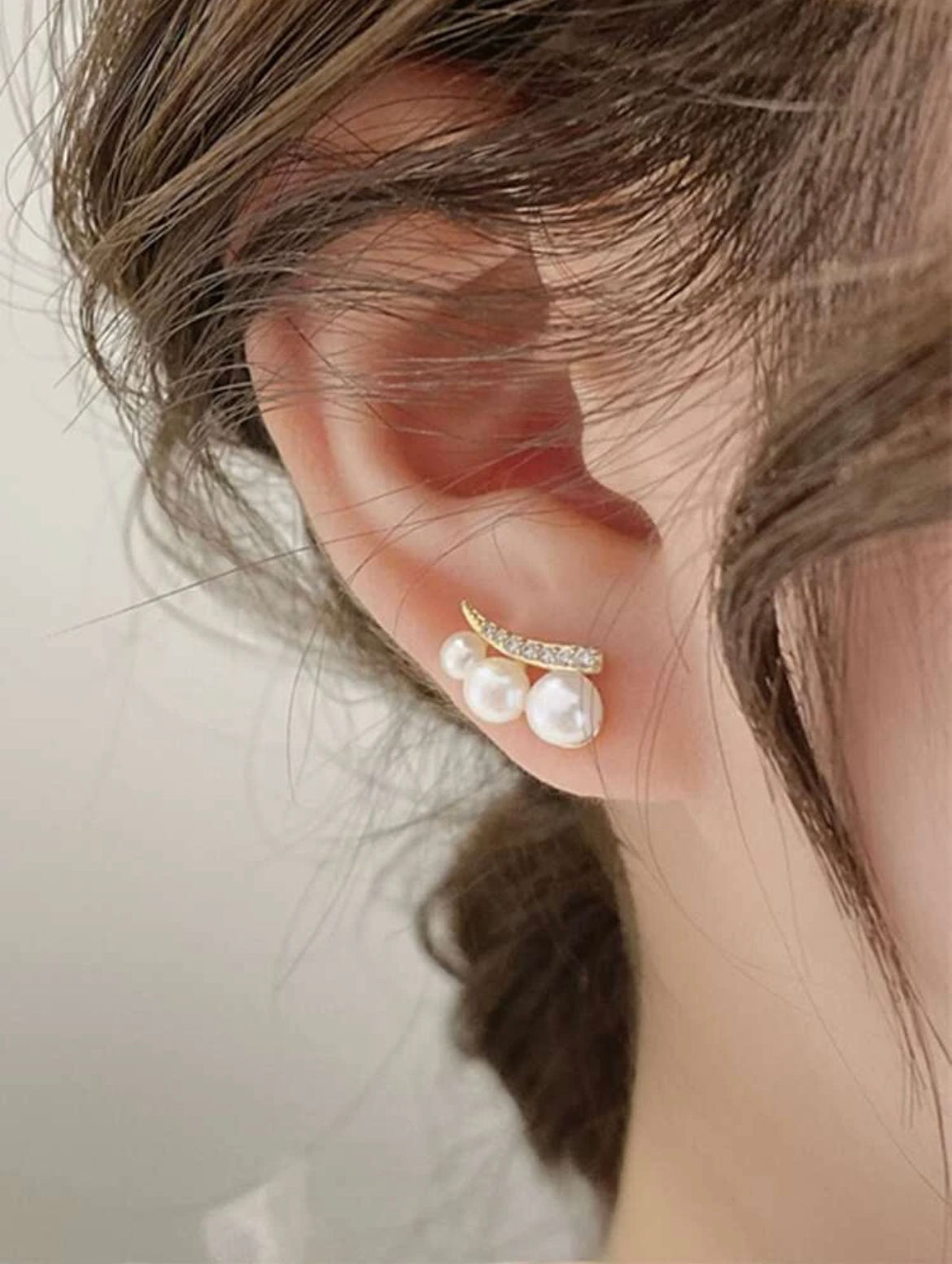 Cute Faux Pearl And Rhinestone Earrings