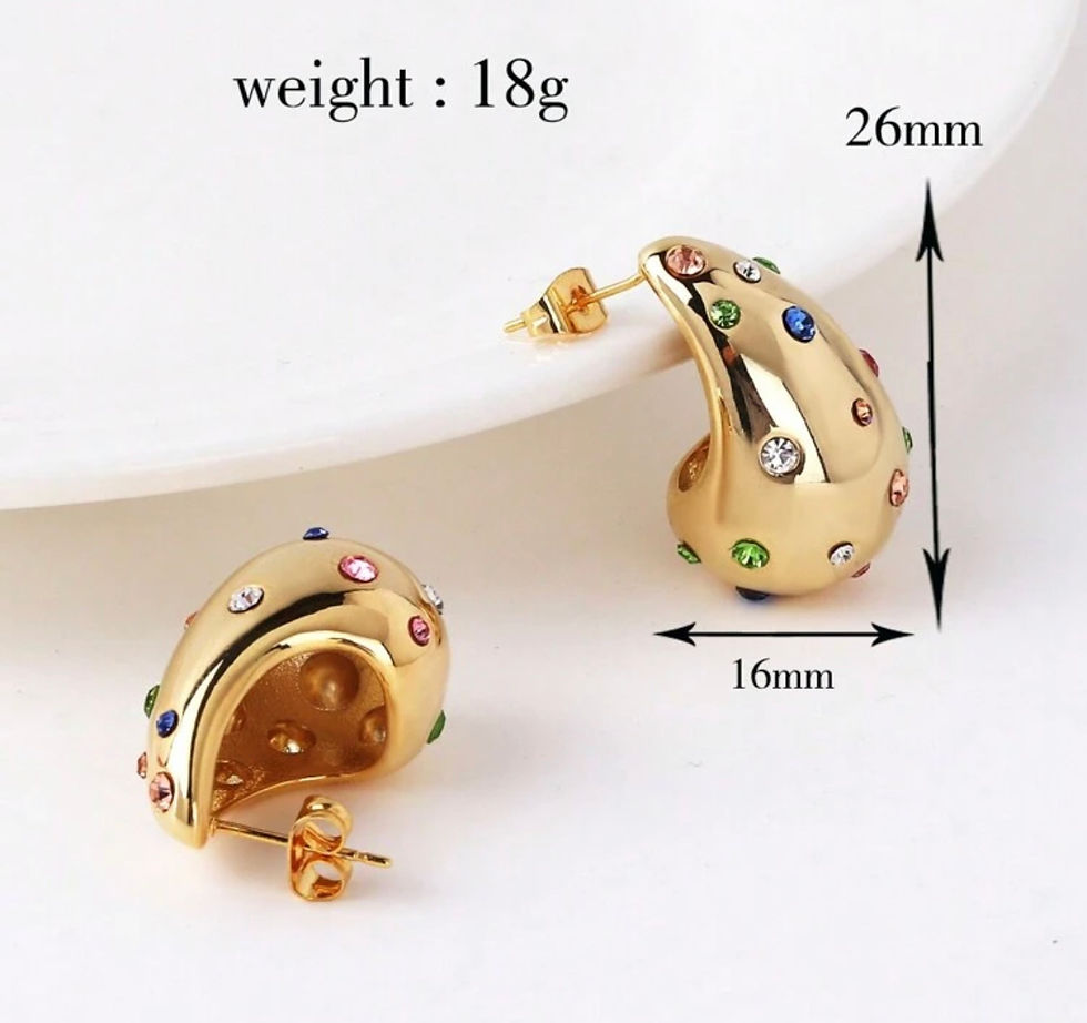 Thumbnail: 18k Gold Plated Rhinestone Earrings