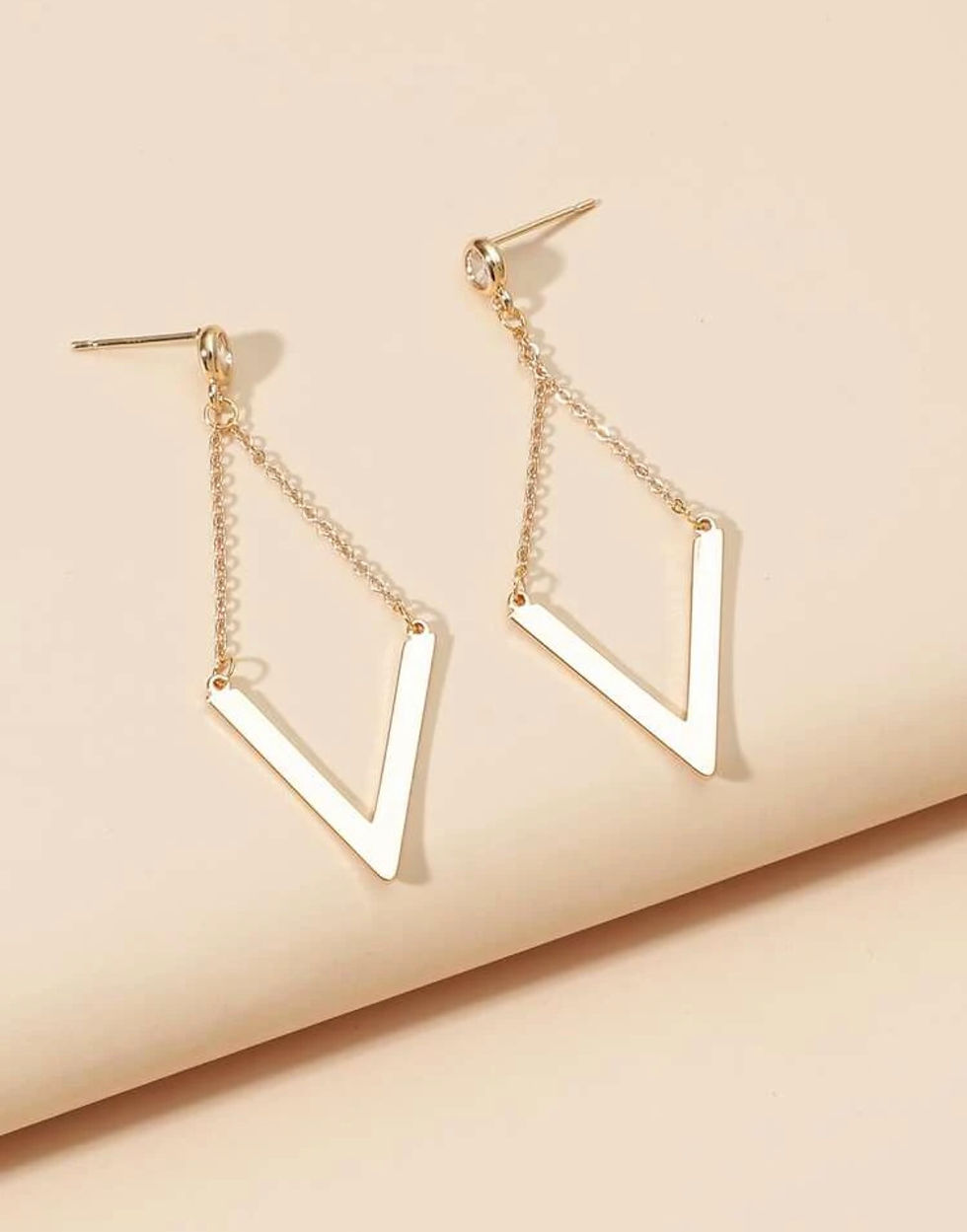 Thumbnail: Yellow Gold Geo Drop Earrings