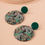 Thumbnail: Animal & Leaf Pattern Round Drop Earrings
