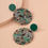 Thumbnail: Animal & Leaf Pattern Round Drop Earrings