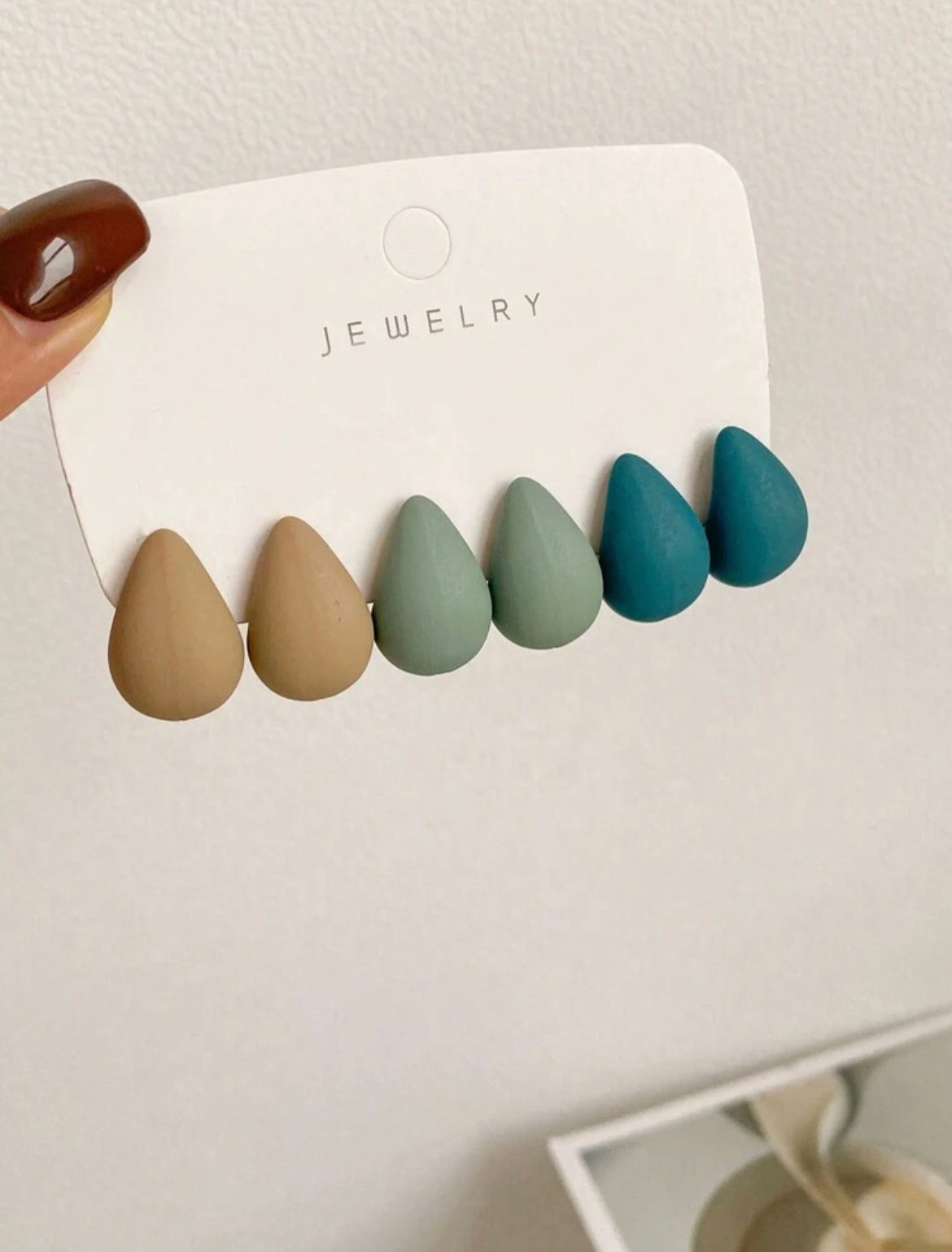 3 Pairs Geometric Comma Earrings