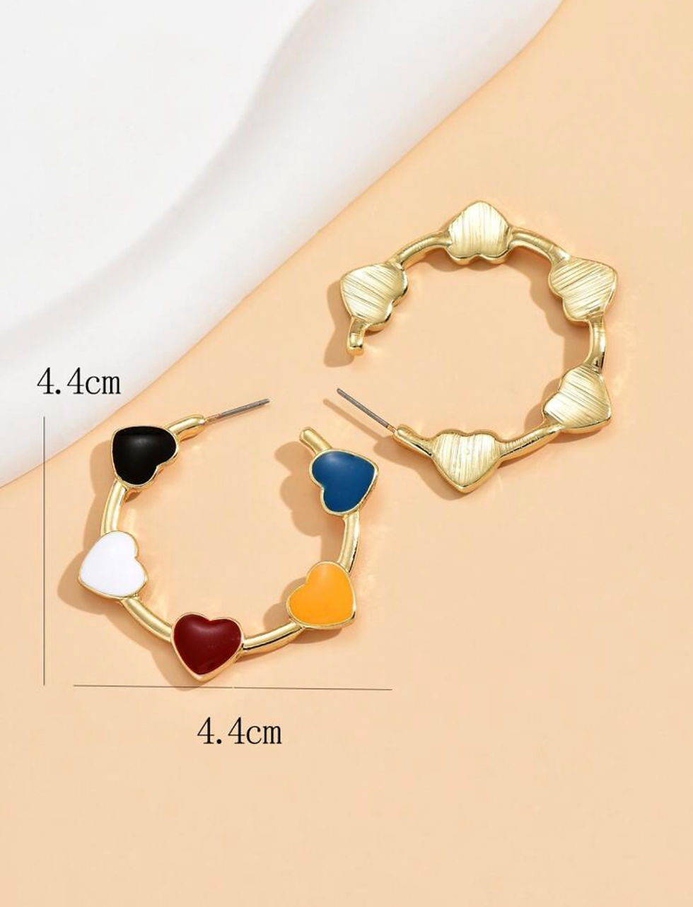 Thumbnail: Multi-color Heart Decor Cuff Hoop Earrings