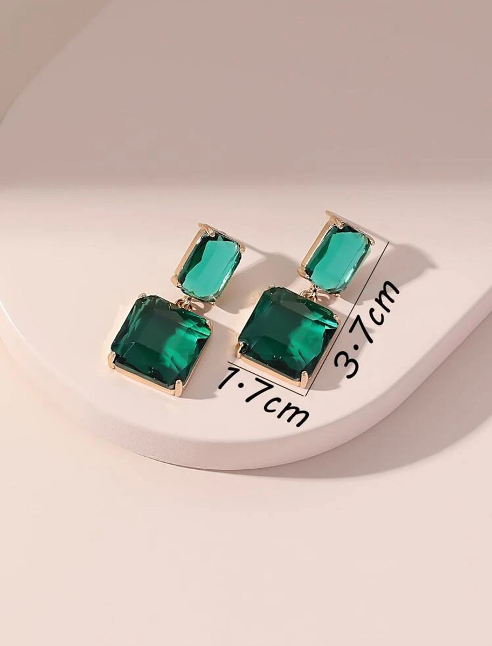 Thumbnail: Faux Emerald Drop Earrings