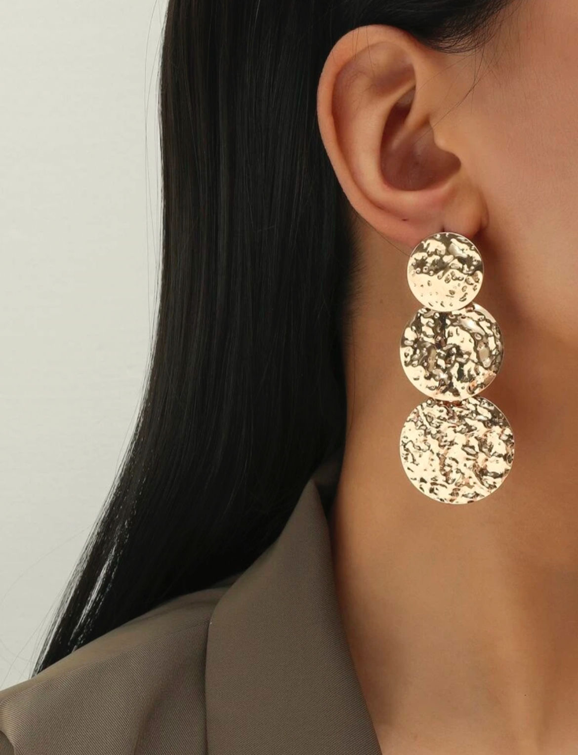 Metallic Gold Round Drop Earrings