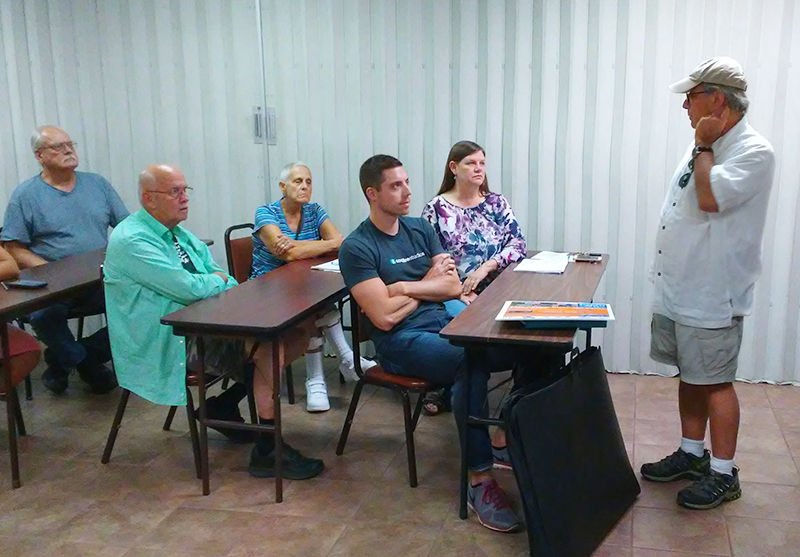 Steve Nagle, project manager for River Des Peres Watershed Coalition addresses Ellendale residents