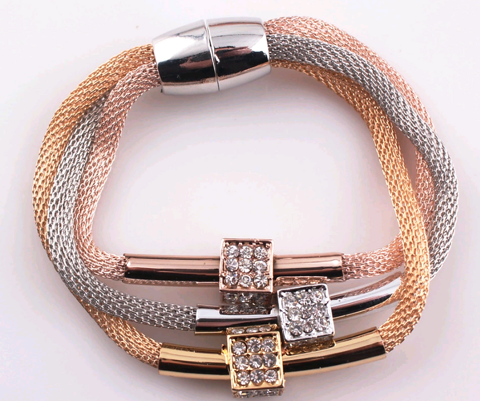 Miniatura: Pulseira tripla com strass