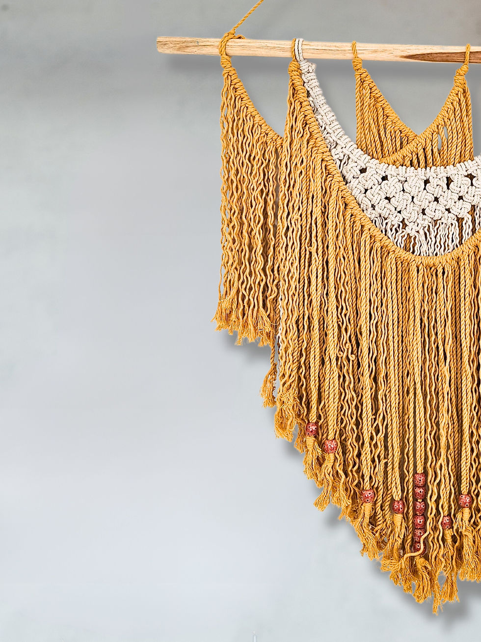 Thumbnail: mustard yellow macrame left view