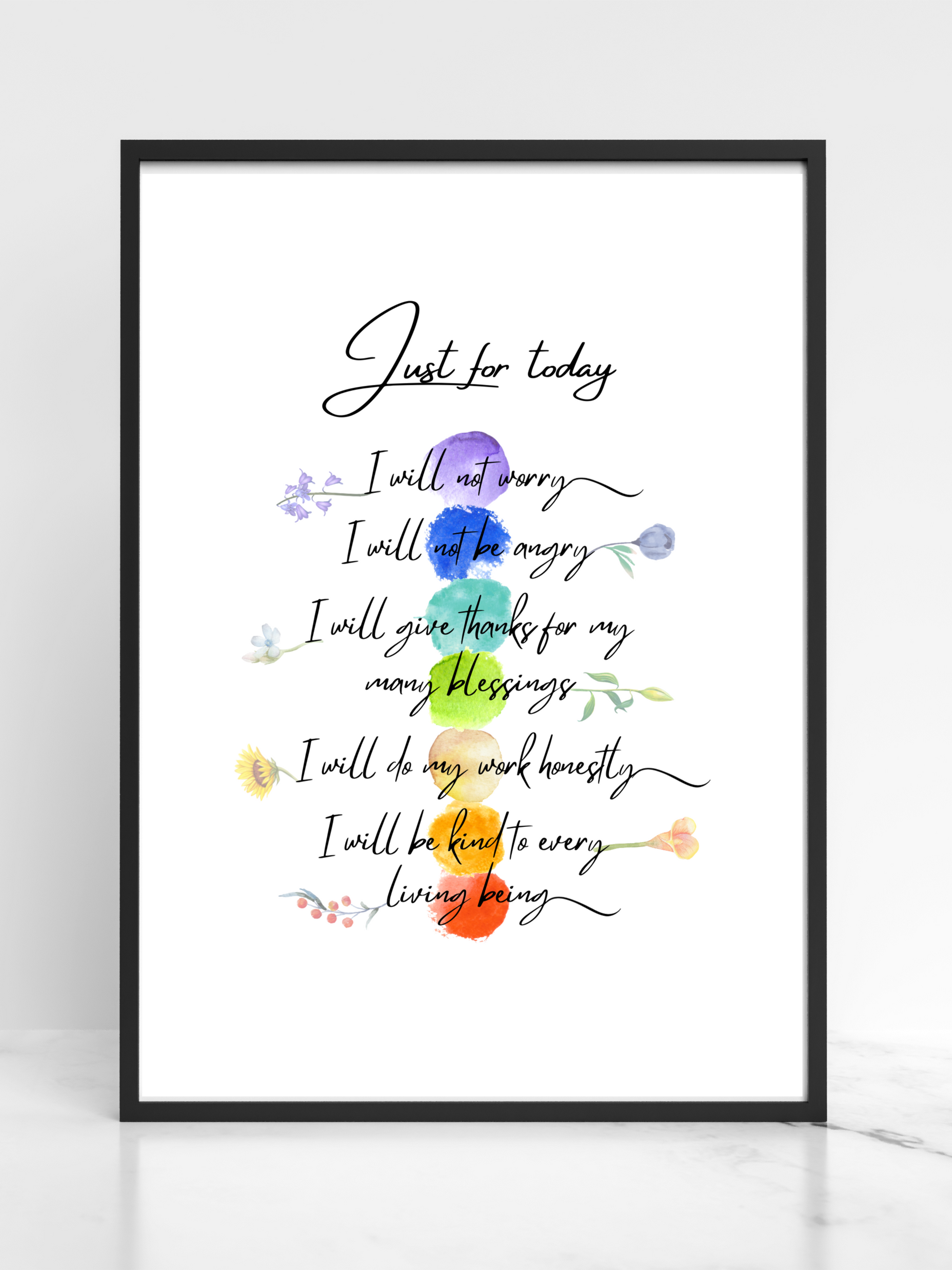 Just for today artwork in black frame