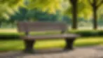 Close-up view of a peaceful park bench in a tranquil setting