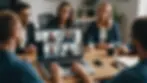Eye-level view of a digital support group meeting happening over a laptop