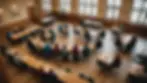 High angle view of a cozy community center where support groups meet