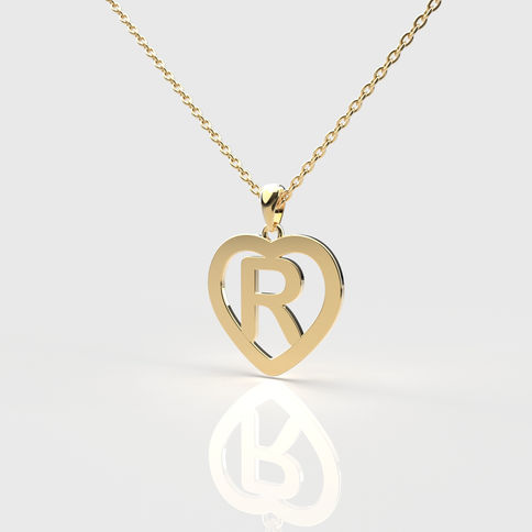 תליון לב אותיות מכסף טהור