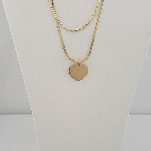 שרשרת משולבת עם תליון לב לחריטה