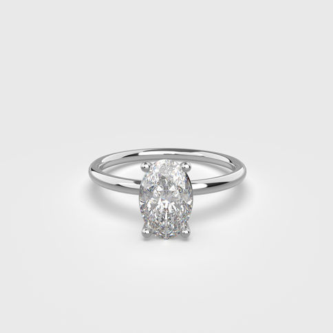 טבעת זהב סוליטר עם יהלום אובל מעבדה