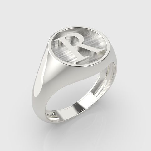 טבעת חותם לגבר עם הבלטת אות